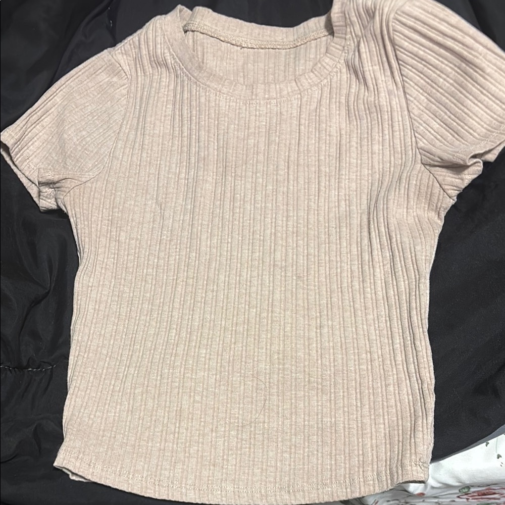 Women's Ribbed Beige Top